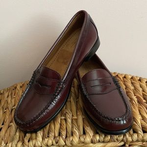 G H Bass Weejuns Penny Loafers Burgundy Oxblood Leather Slip On Womens 5 1/2 EUC